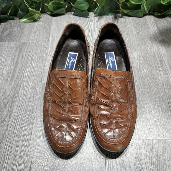 BRAGANO for COLE HAAN Tassel Loafers Shoes Sz. 9 M Woven  Italy Bragano Cole Haan Men\'s size 10 Brown woven leather Loafers dress shoes